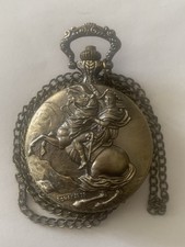 Bronze Napoleon Bonaparte Pocket Watch Antique Style w/ Chain Untested