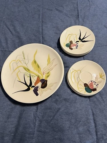 Vtg. Red Wing Capistrano Dinner Plates Side Plates and Saucers Set of 4 Each