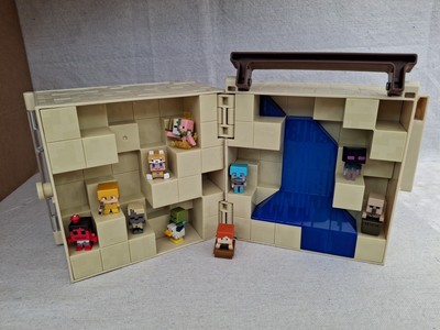 Minecraft Mini Figure Sand Block Collector Cube 2016 by Mattel + 10 Figures EUC
