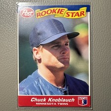 1992 Post Cereal #6 Chuck Knoblauch Rookie Star Minnesota Twins Baseball Card. rookie card picture