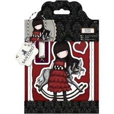 New SANTORO Gorjuss Rubber Stamp cling GETAWAY SET girl rocking horse set of 7