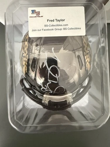New ListingFred Taylor Signed Jacksonville Jaguars Chrome Mini Helmet