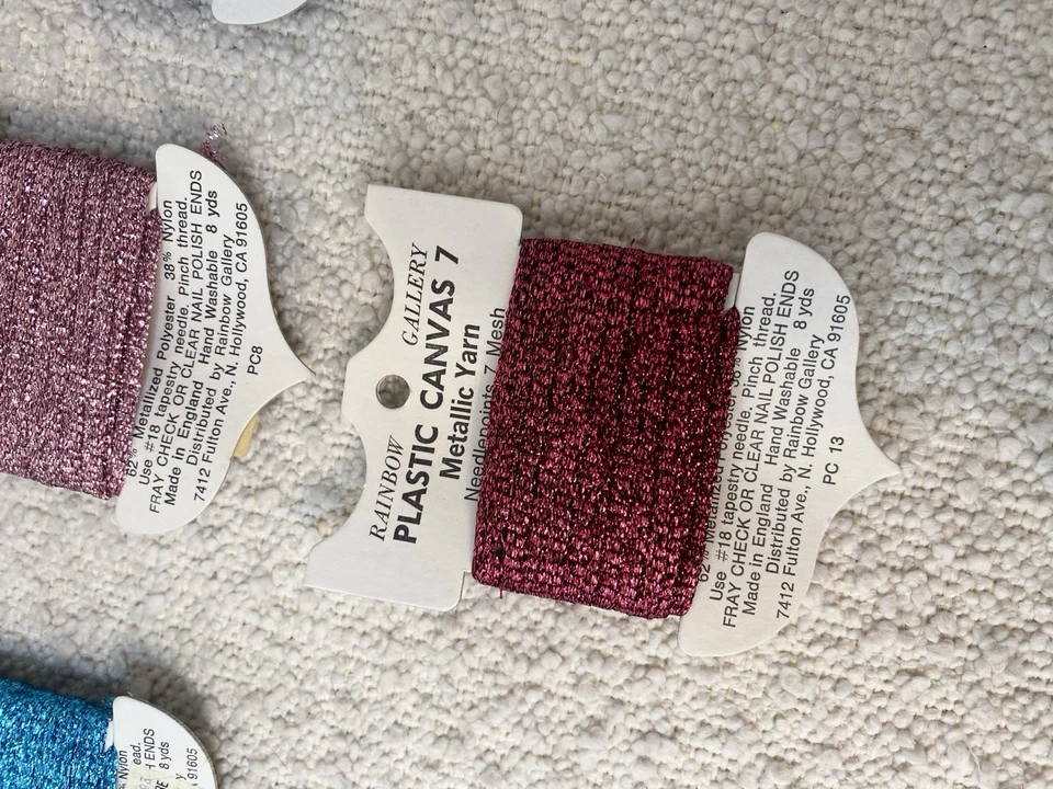 Rainbow Gallery Metallic Thread Yarn Lot Of 8 blue purple pink green rainbow - Image 2 of 4