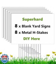 Rtshuok 8 Pack 17 x 12 White Blank Yard Signs with Stakes, Weatherproof Corru