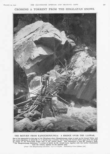 HIMALAYAS Bridge over the Llonak - Vintage Print 1930