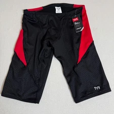 TYR Hexa Cure Jammer Swim Shorts Black Red Mens Size 32 Comfort Athletic