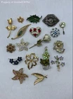 Monet Coro Alice Vintage Costume Jewelry Lot 18 Brooches Pins Enamel Rhinestone