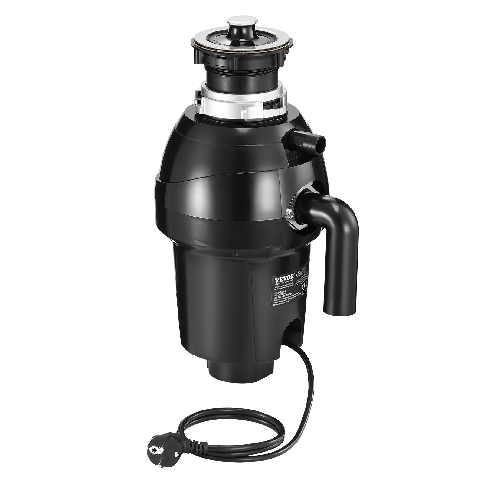 VEVOR Garbage Disposal 1 HP Continuous Food Waste Disposer 3270 RPM EZ  Corded