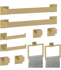 Bathroom Square Hardware Set: 10 Pieces Gold SUS304 Stainless Steel