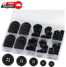 100PCS Black Resin Buttons 4 Hole Sewing Button Kit 5 Sizes Craft Supplies