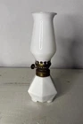 Vintage Milk Glass Oil Lamp And Shade MCM Footed Cottagecore Kerosene Works