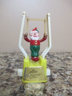 Vintage Barco The Swinging Leprechaun Plastic Toy w/ Label - Acrobat, Works