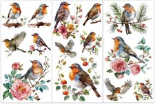 OLYCRAFT 3pcs/Set Bird Rub on Transfers for Furniture and Crafts Mockingbird
