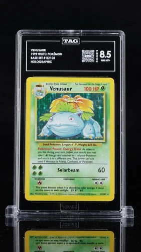 VENUSAUR 1999 POKEMON ORIGINAL BASE SET HOLO RARE 15/102 TAG 8.5 Compare PSA 9