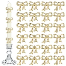 Janinka 24 Pcs Mini Gold Bow Brooch Pin Decorative Brooch for DIY Candles Vin...