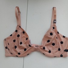 NWT VICTORIAS SECRET Women's Beige Black Polka Dot Underwire Bra Size 32 D
