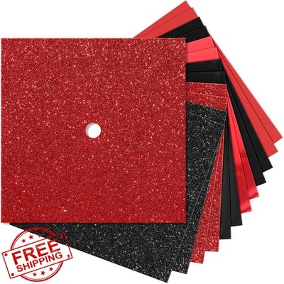 Gersoniel Glitter Paper Red Black 10x10 Inch