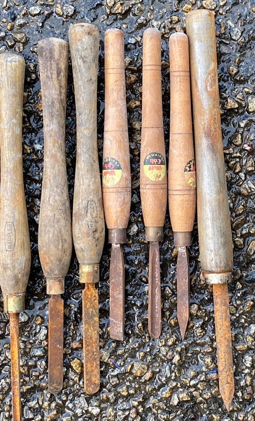 8x Vintage Woodturning Chisels Gouges Carpenters Tools inc Marples ...