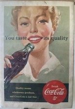 Vintage February 1951 Coca-Cola Print Ad "You Taste It's Quality."