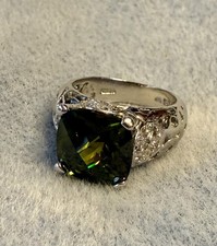Peridot 925 Sterling Silver Cocktail Ring Size 5.75