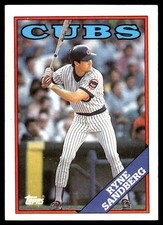Ryne Sandberg 1988 Topps #10 Chicago Cubs FREE SHIPPING AutographDen