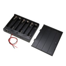 Electrical Battery Holder Box Case Lead 6 x 1.5V AA Black w Cap
