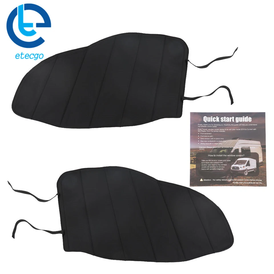 Front Door Window Covers For 2016-2022 Ford Transit Van High and Medium Roof - Image 2 of 4