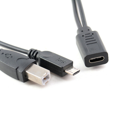 USB-C 3.1 Type C Female to Micro USB 2.0 B Male Data Charge HDD Printer Cable