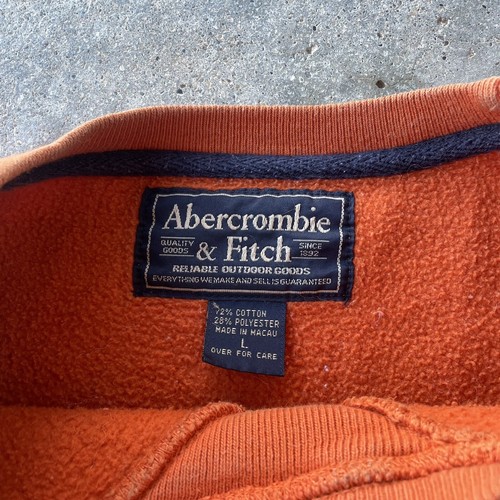 Vtg Abercrombie & fitch spellout crewneck sweatshirt orange embroidered LG - Picture 4 of 9