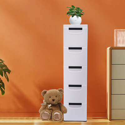 Vertical Tall Dresser Storage Tower With 5 Drawers Fabric Organizer Wardrobe