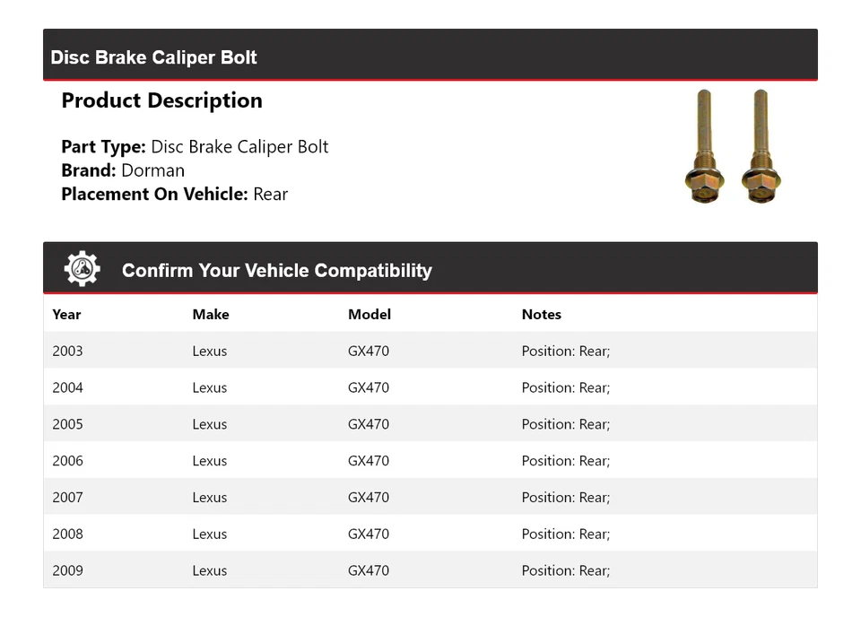 Pinza de freno de disco trasera para Lexus GX470 2003-2009 Dorman 2004 2005 2006 Foto 2 de 4