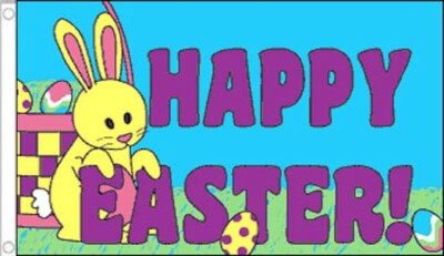 FROHE OSTERN FLAGGE 5' x 3' Hase Kaninchen Ostersonntag Eiersuche