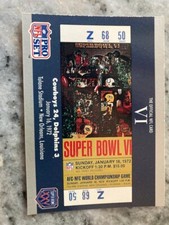 1990 NFL Pro Set Super Bowl Ticket Facts Card #6 Super Bowl VI NM Free SH