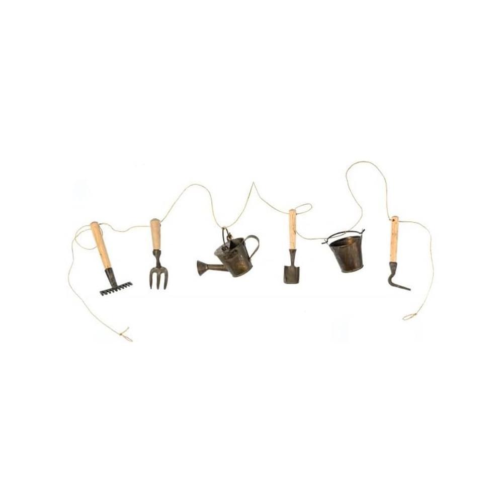 Garden Tool Gardland Decorative Garage Shed Hanging Miniature Tools Bronze