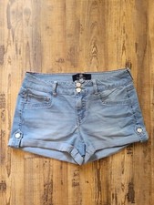 Boom Boom Jeans Shorts Juniors Size 9 Light Wash Short Cuffed Stretchy Denim
