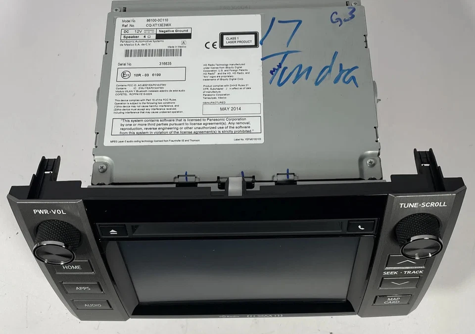 FOR PARTS!!  NOT WORKING !!   14-18 Toyota Tundra RADIO navigation 86100-0C110 - Image 2 of 4