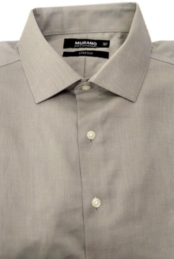 $65 Murano Mens Long Sleeve Dots Shirt Cotton Gray, 16.5 - 35