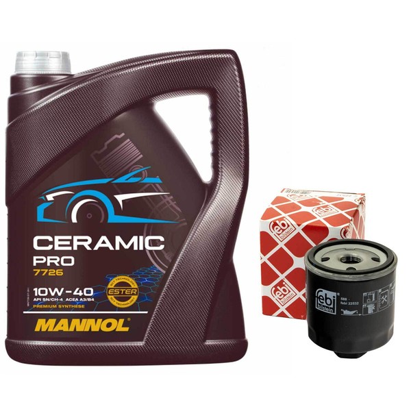 MotoröL Set 10W-40 Mannol 5 Liter + ÖLfilter 22532 FüR Seat Toledo Ii Ibiza Iii-image