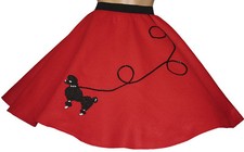 Red FELT Poodle Skirt Girl Size MEDIUM Ages 7-9 Waist 20"- 27" L: 20"