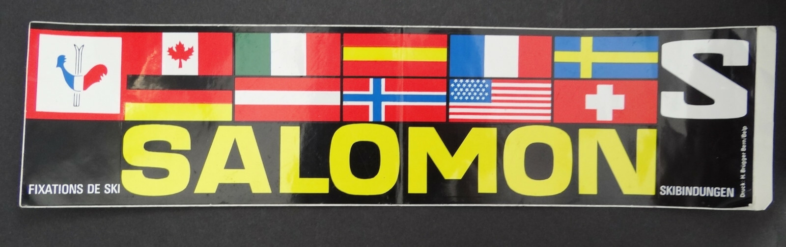 Adesivi pubblicitari Salomon attacchi sci France sport invernali bandiere anni 70
