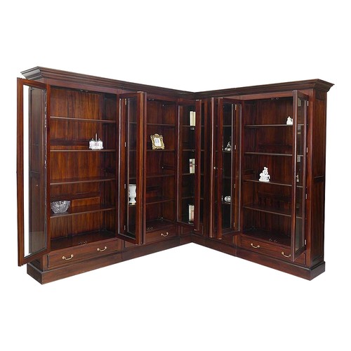 Victorian Style Solid Mahogany Large L Shape Bookcase Files Cabinet / Pre-Order - Picture 2 of 6