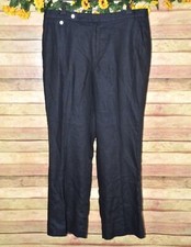 Chaps Women's Linen Pants Trousers Size 16 Straight Leg Black Lined Career MINT