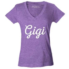 Gigi Grandma Women's V-Neck Shirt Mothers Day Mom Mum Gran Grandmother Gift Tee