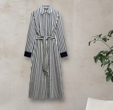 NWTZARA 244 PRINTED STRIPS MIDI SHIRT BELTED DRESS WITH LONG SLEEVES