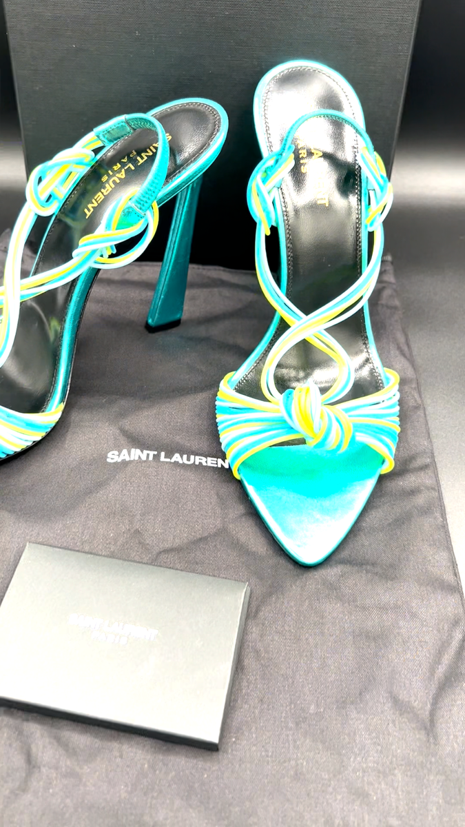 サンダル・ミュール SAINT LAURENT  Saint Laurent Flip Flops Women Satin Green s-l400.jpg