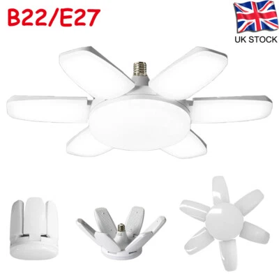 B22/E27 LED Garage Light Bulb Deformable Ceiling Fixture Lights Workshop Lamp