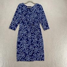 Lauren Ralph Lauren Black Label Dress Womens 8 Paisley Navy Stretch Office Work