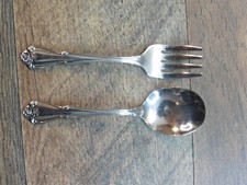 1881 Rogers Stainless Oneida Ltd Arbor Rose True Rose Baby Fork Spoon Flatware
