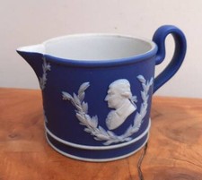 Wedgwood Portland Blue Dip Dipped Brewster Jug Franklin Washington Portraits 