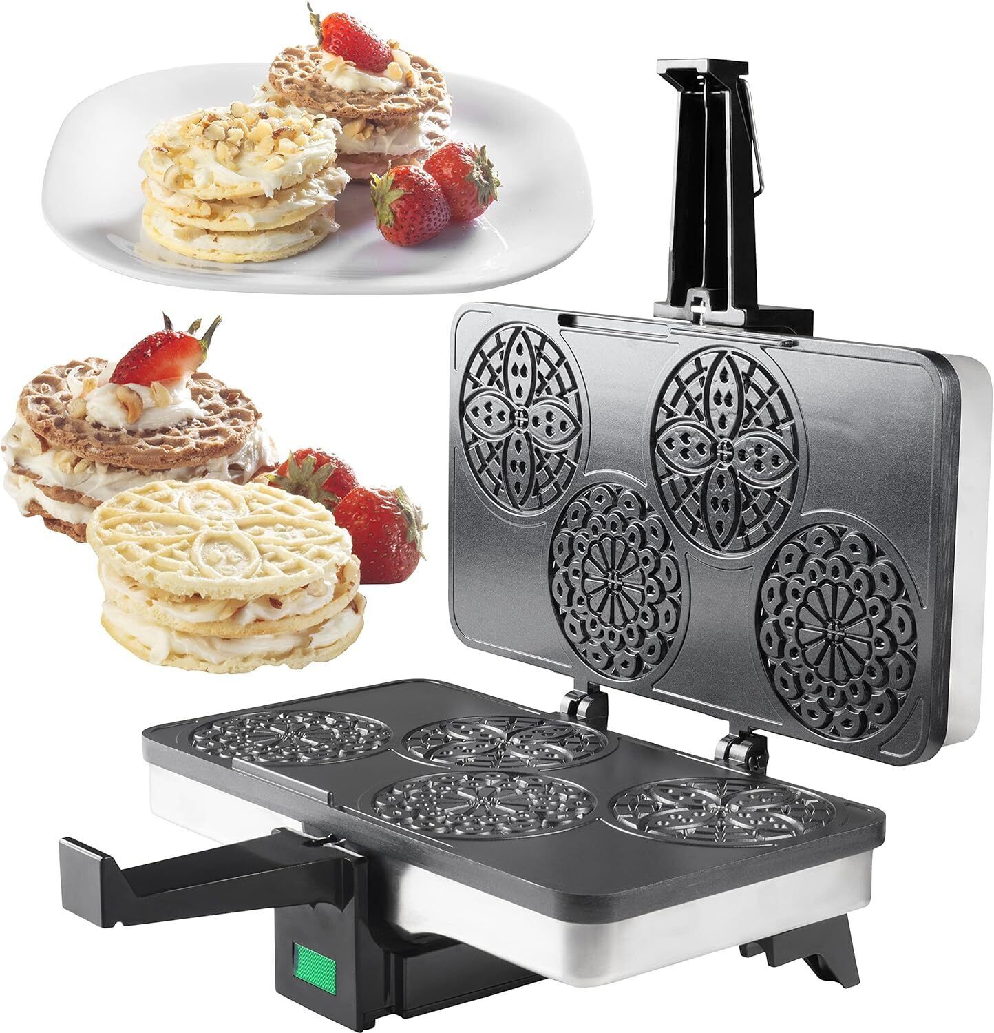 4-Cookie Electric Pizzelle Waffle Maker with Nonstick Interior-image
